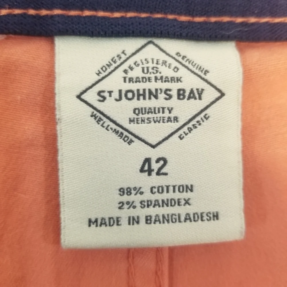St John's Bay Men Shorts Size 42 Coral Glow Comfort Stretch Flat FrontZipper Fly